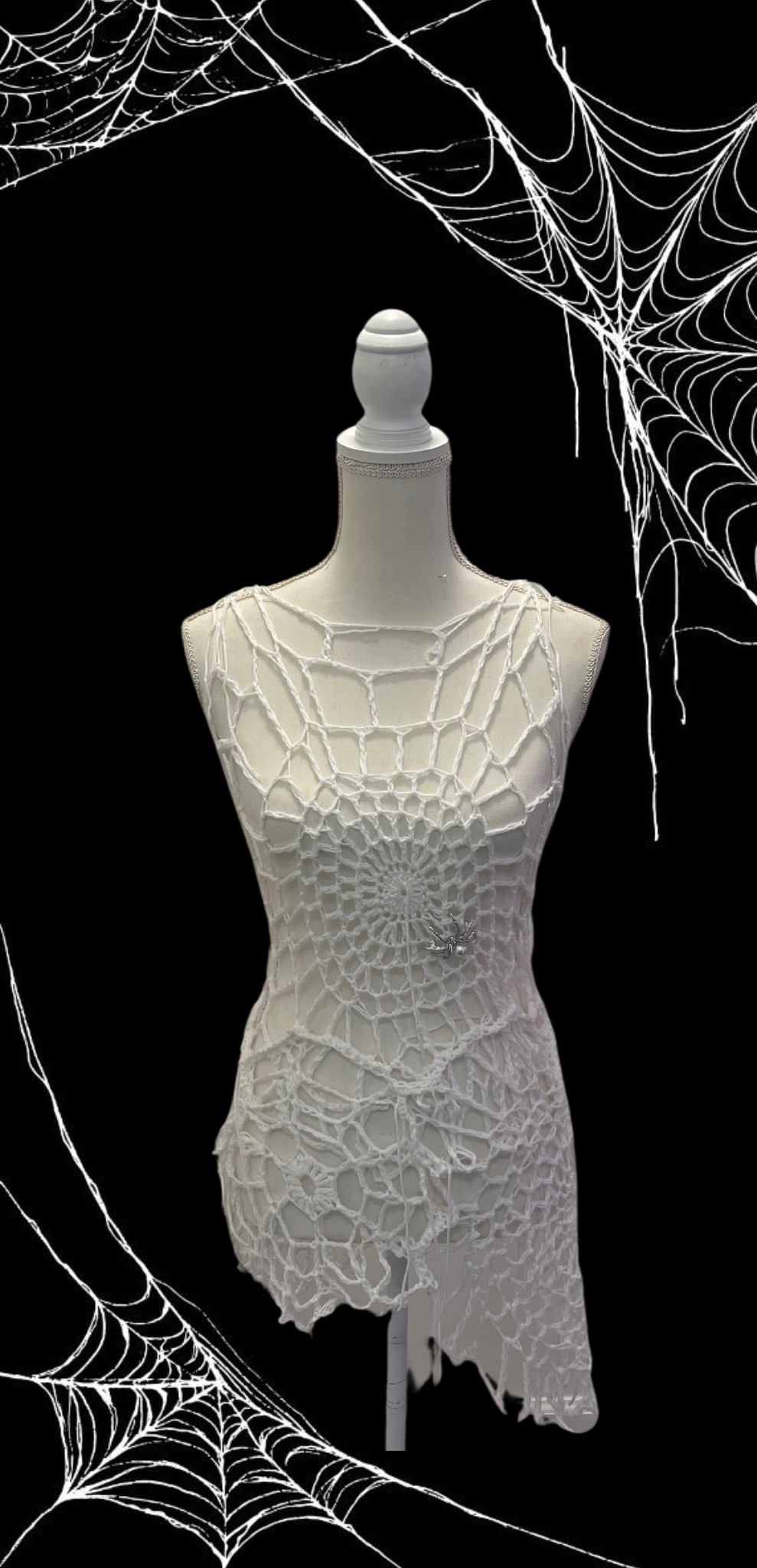 distressed spiderweb sheath tunic