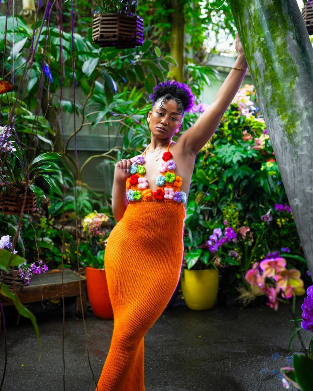 orange blossom maxi dress